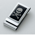 Epoxy Skull & Bones Metal Chrome Plated 2-Sided Money Clip